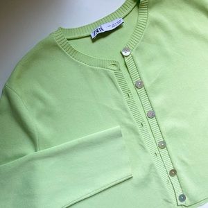 Cropped green cardigan
